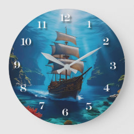 Reloj de pared del barco pirata náutico - Océano s
