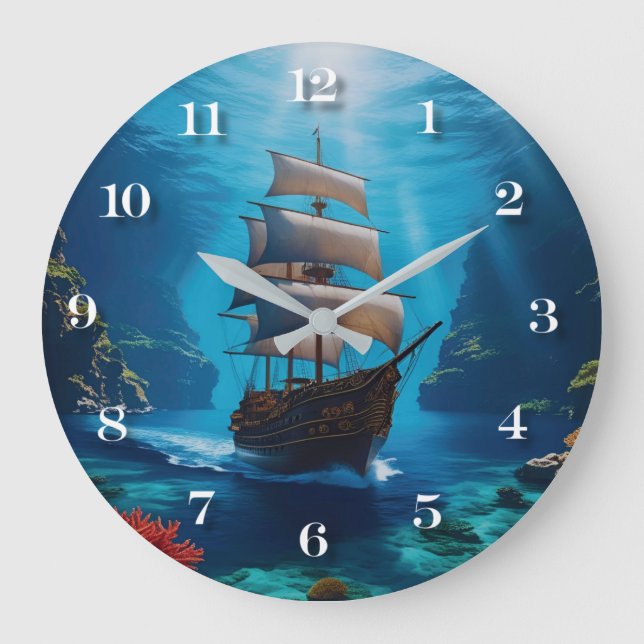 Reloj de pared del barco pirata náutico - Océano s (Anverso)
