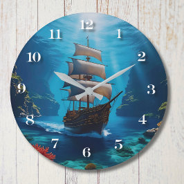 Reloj de pared del barco pirata náutico - Océano s