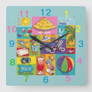 Reloj de pared del Beach Time Collage