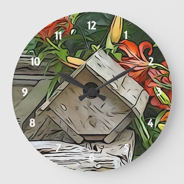 Reloj de pared del Birdhouse del jardín (Anverso)