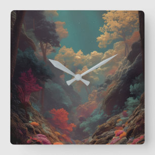 Reloj de pared del bosque de fantasía encantada –