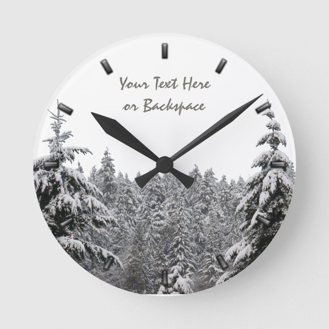Reloj de pared del bosque de invierno Personalizad (Anverso)