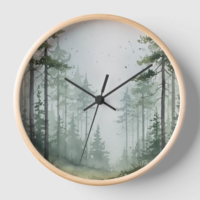 Reloj de pared del bosque de pinos oxidados - Dise (Anverso)