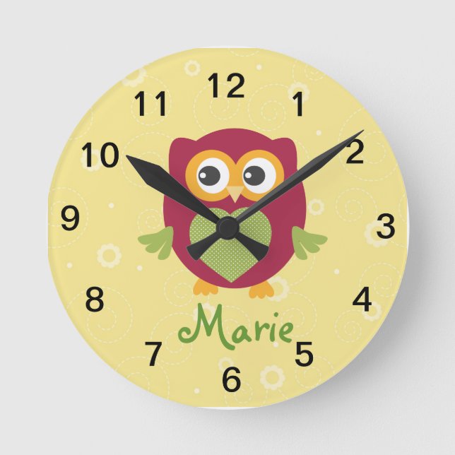 Reloj de pared del búho de los niños (Anverso)