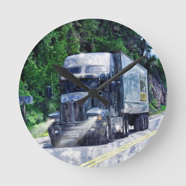 Reloj de pared del camión azul del transporte pesa (Anverso)