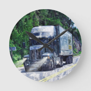 Reloj de pared del camión azul del transporte pesa