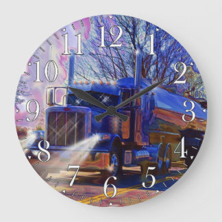 Reloj de pared del camión cisterna azul de transpo