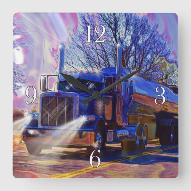 Reloj de pared del camión cisterna azul de transpo (Anverso)