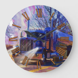 Reloj de pared del camión cisterna azul de transpo