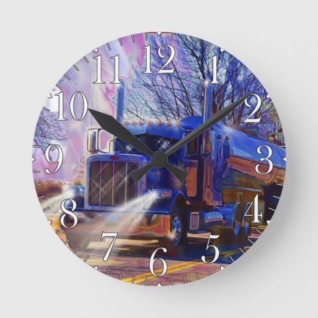Reloj de pared del camión cisterna azul de transpo (Anverso)