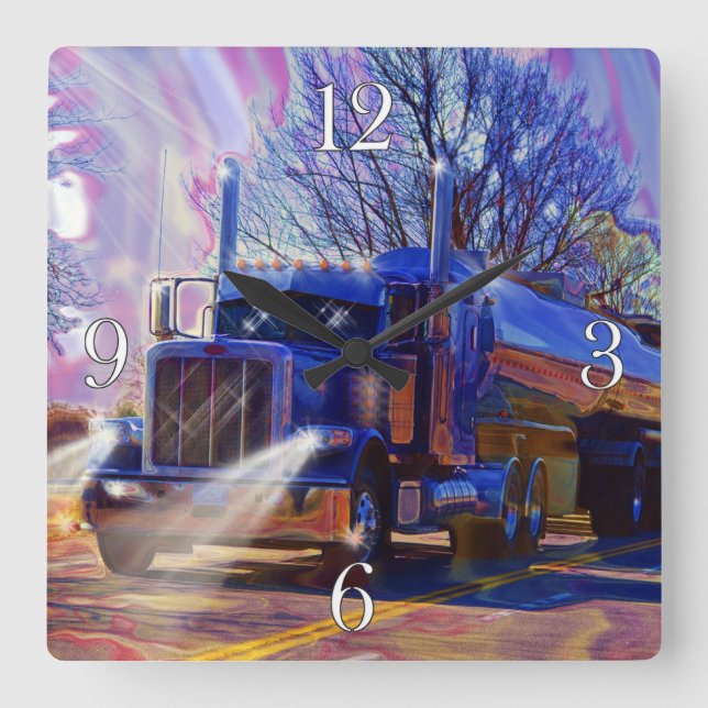 Reloj de pared del camión cisterna azul de transpo (Anverso)