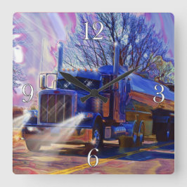 Reloj de pared del camión cisterna azul de transpo