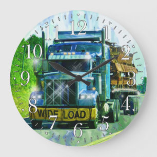 Reloj de pared del camión de carga azul de ancho d