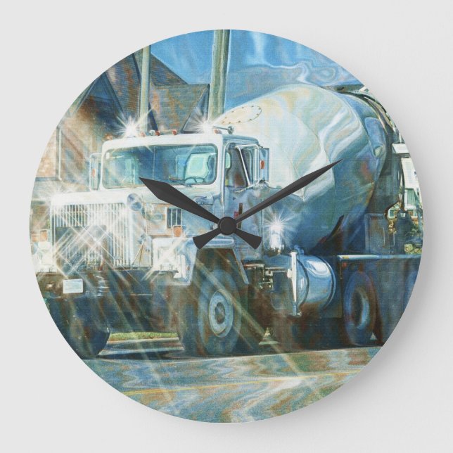Reloj de pared del camión de cemento blanco (Anverso)
