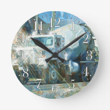 Reloj de pared del camión de cemento blanco