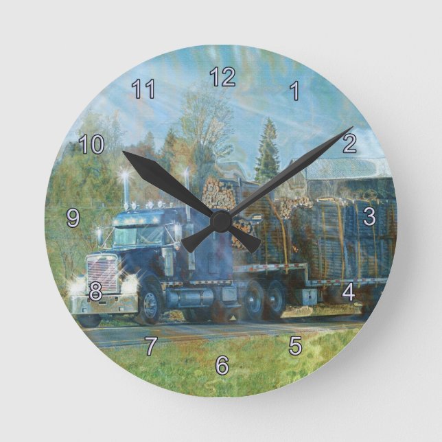 Reloj de pared del camión de mercancías azules (Anverso)