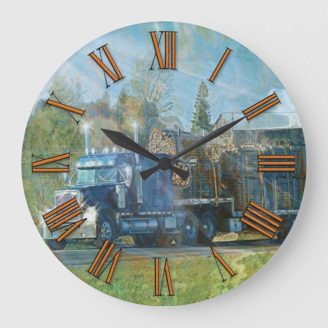 Reloj de pared del camión de mercancías azules (Anverso)