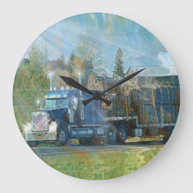 Reloj de pared del camión de mercancías azules (Anverso)