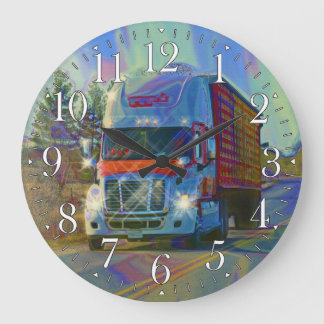 Reloj de pared del camión rojo del transporte pesa