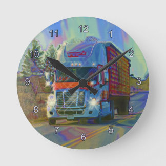 Reloj de pared del camión rojo del transporte pesa