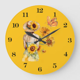 Reloj de pared del Chica del girasol
