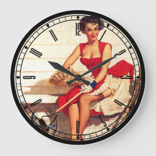 Reloj de pared del chica Pin-Para arriba
