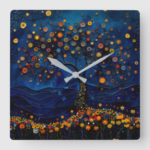 Reloj de pared del cielo nocturno del Árbol de la 
