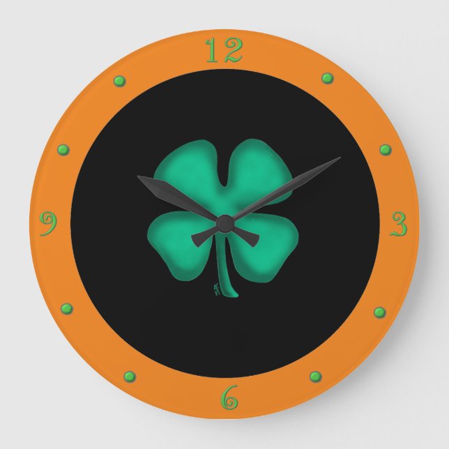 Reloj de pared del círculo negro irlandés (Anverso)