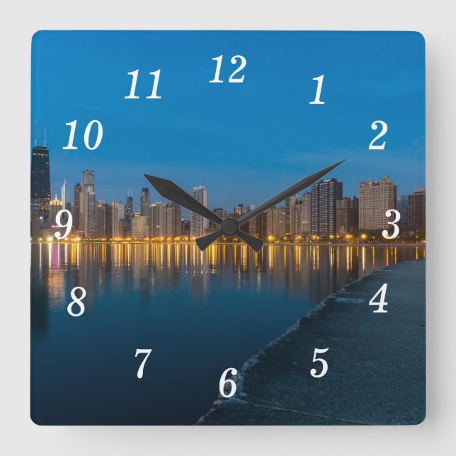 Reloj de pared del Cityscape del Norte de Chicago (Anverso)