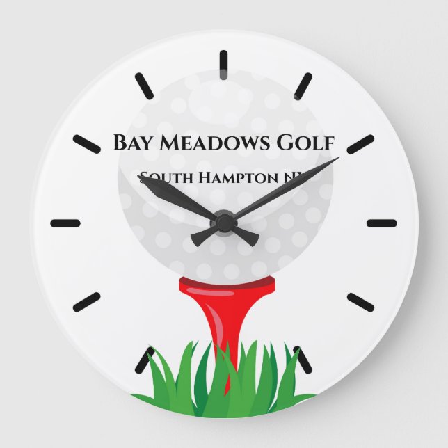 Reloj de pared del club de golf, 10" - Blanco redo (Anverso)