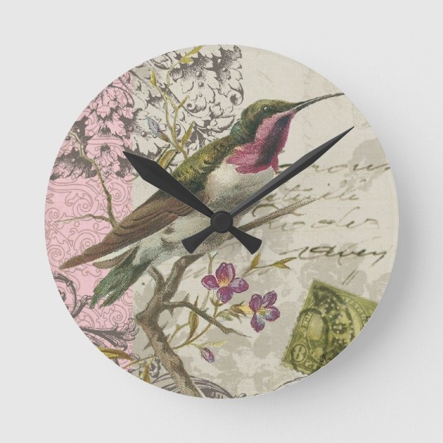 Reloj de pared del colibrí del vintage… (Anverso)