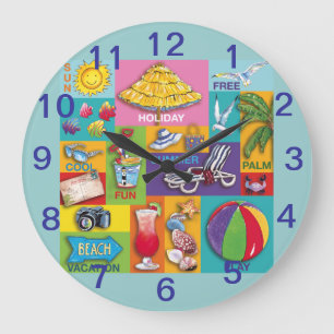 Reloj de pared del collage del tiempo de la playa