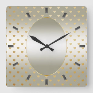 Reloj de pared del corazón dorado