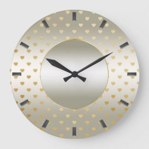Reloj de pared del corazón dorado