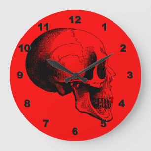 Reloj de pared del cráneo, rojo