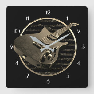 Reloj de pared del cuadrado de la guitarra