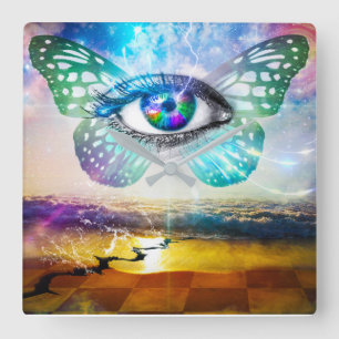 Reloj de pared del cuadrado de la mente del ojo