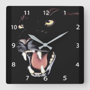 Reloj de pared del cuadrado de la pantera negra