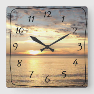 Reloj de pared del cuadrado de la puesta del sol