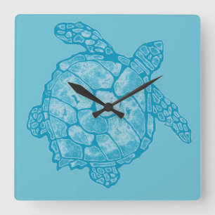 Reloj de pared del cuadrado de la tortuga de mar