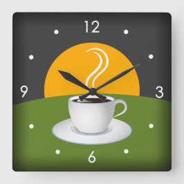Reloj de pared del cuadrado del café de la taza de