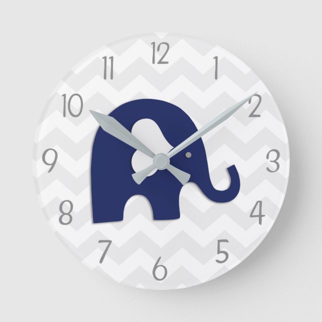 Reloj de pared del cuarto de niños del elefante (Anverso)