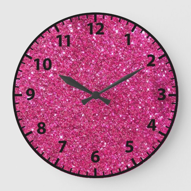 Reloj de pared del cuarto del Purpurina rosa Chica (Anverso)