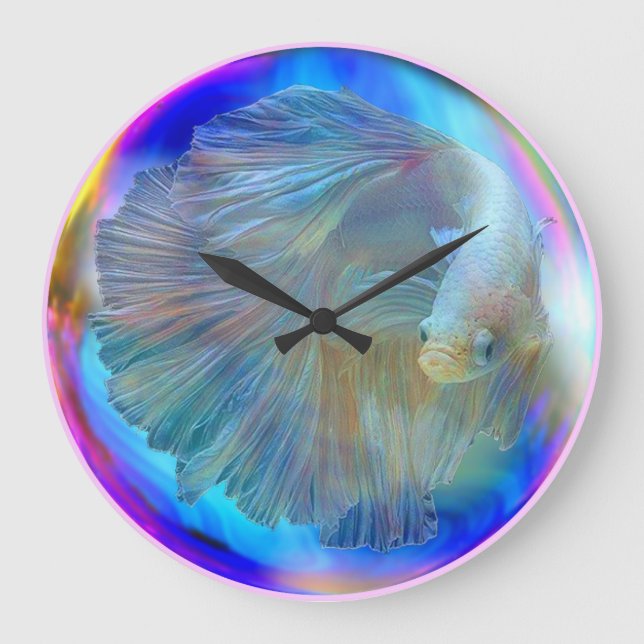 Reloj de pared del cuenco de los pescados de Betta (Anverso)