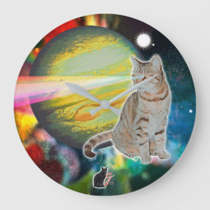 Reloj de pared del cuerpo del láser-gato