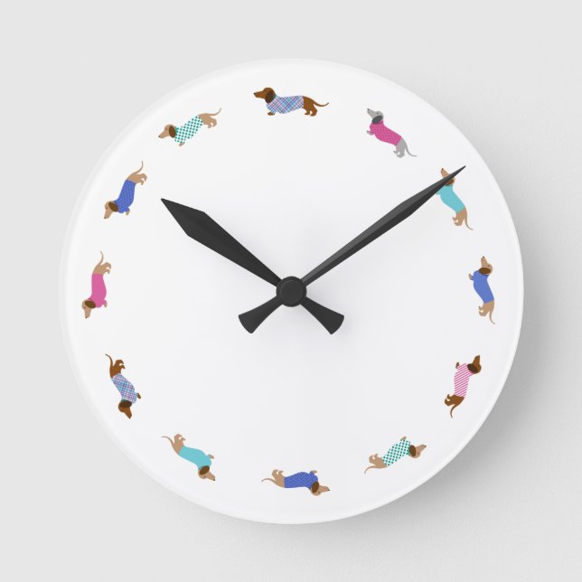 Reloj de pared del Dachshund Pastel (Anverso)