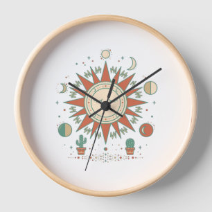 Reloj de pared del desierto celestial - Cactus Sol