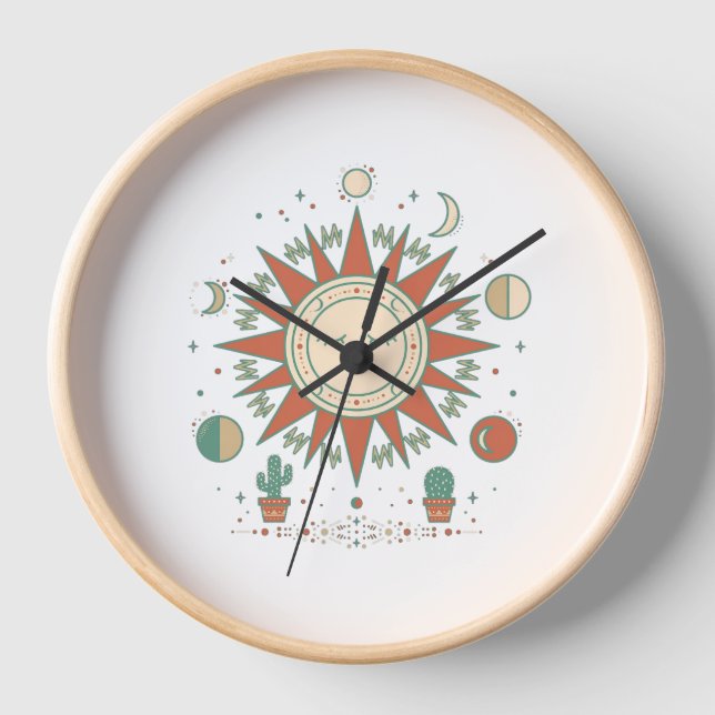 Reloj de pared del desierto celestial - Cactus Sol (Anverso)