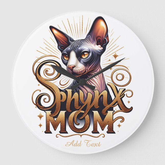 Reloj de pared del día de la madre gato Sphynx  (Anverso)